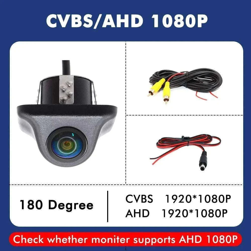 1080P AHD Car Rear View Camera with 180° Fisheye Night Vision-White