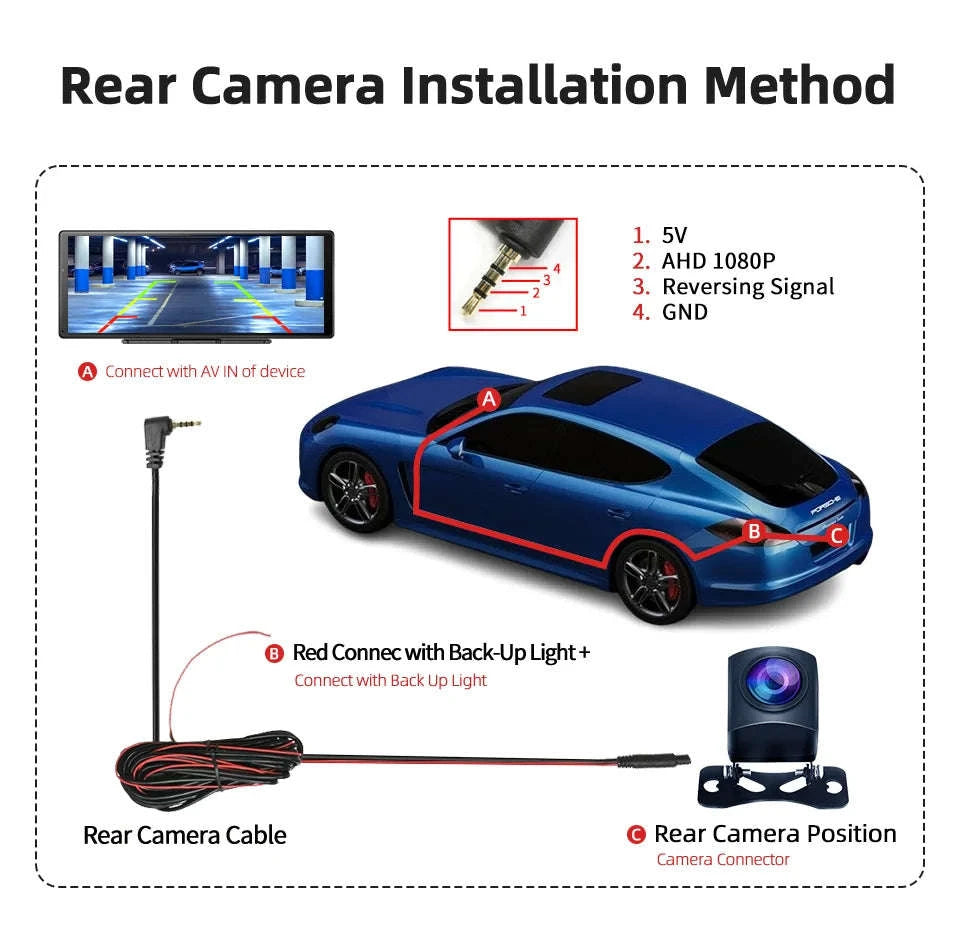 1080P Backup Rear Camera 4 Pin 2.5mm for Mirror DVR-1080P 6m / spain