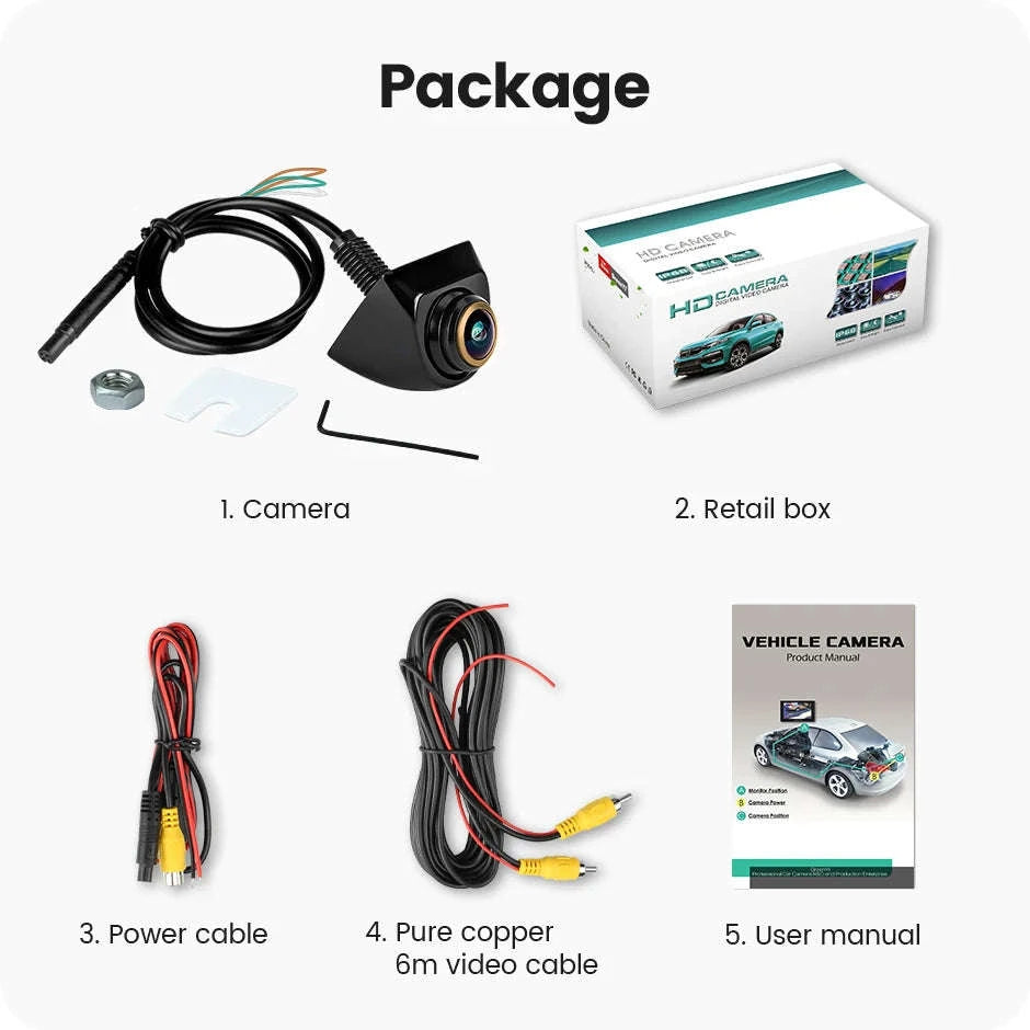 1080P Car Rear View Camera 170° Night Vision-White-AHD1080P