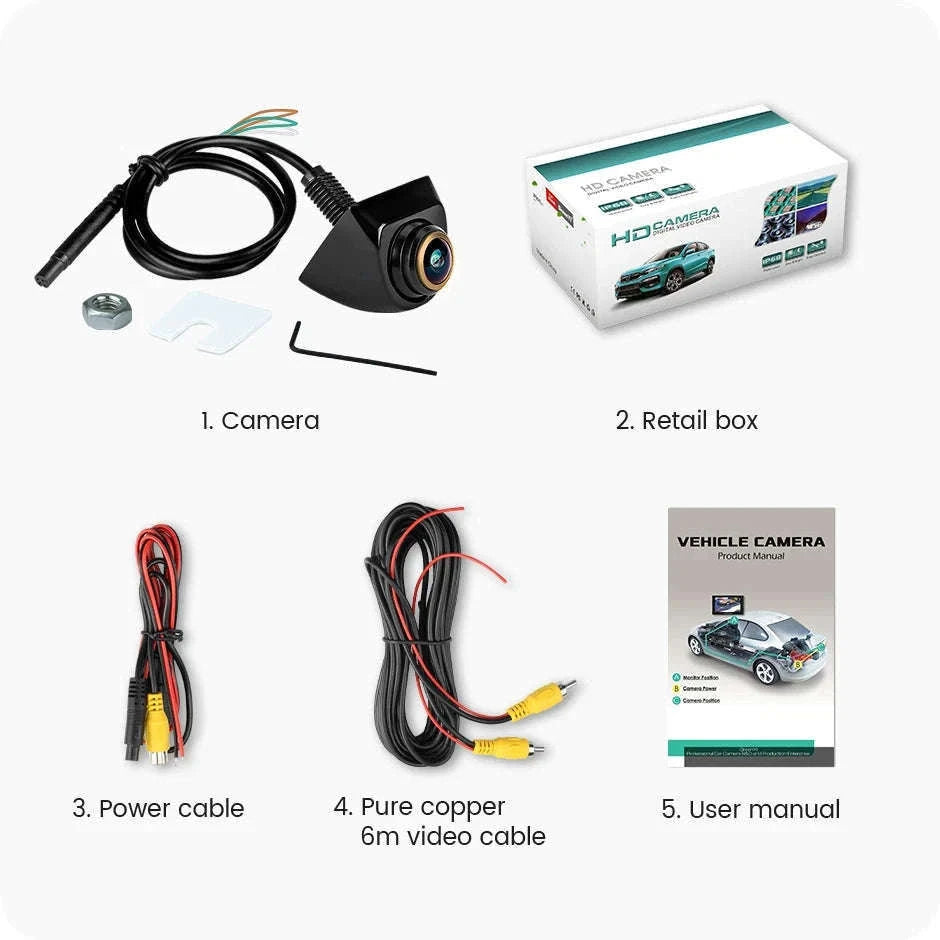 1080P Car Rear View Camera 170° Night Vision-White-AHD1080P