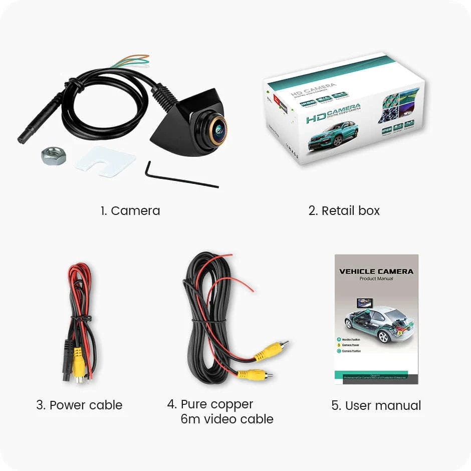 1080P Car Rear View Camera 170° Night Vision-White-AHD1080P