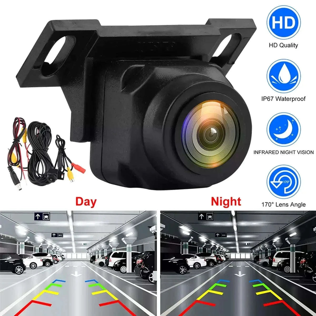 1080P Car Rear View Camera 170° Wide Angle Night Vision Waterproof Backup Camera-2Pcs