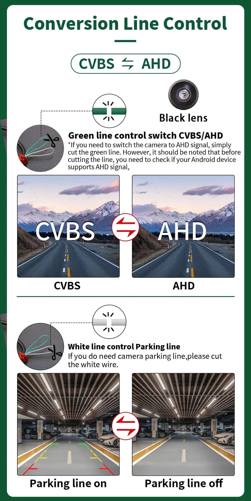 1080P Car Rear View Reverse Camera-AHD 1080P-CVBS / 12 V