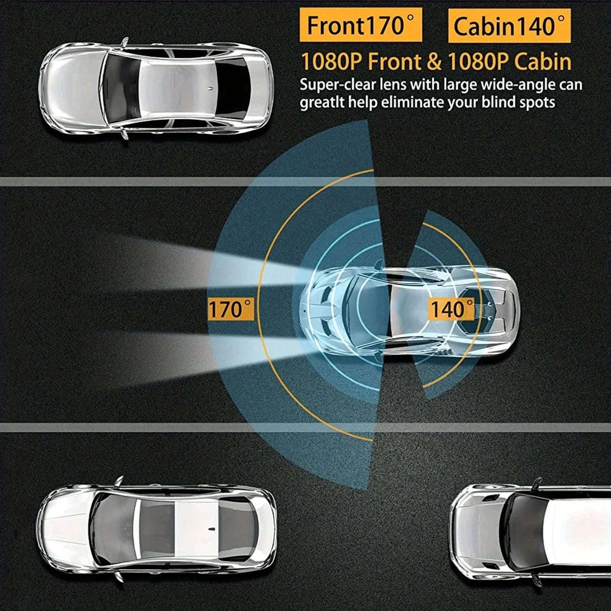 1080P Dash Camera Portable Car DVR for Clear Road Recording-D50 / 64G