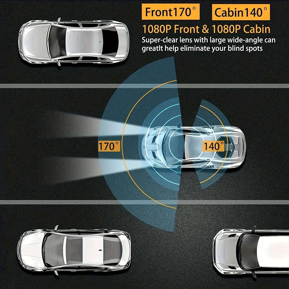 1080P Dash Camera Portable Car DVR for Clear Road Recording-D50 / 64G