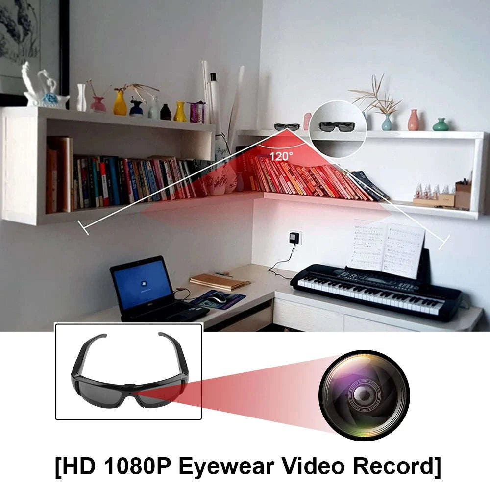 1080P HD Camera Glasses with Audio Recording and 120° Wide Angle-black / China Mainland