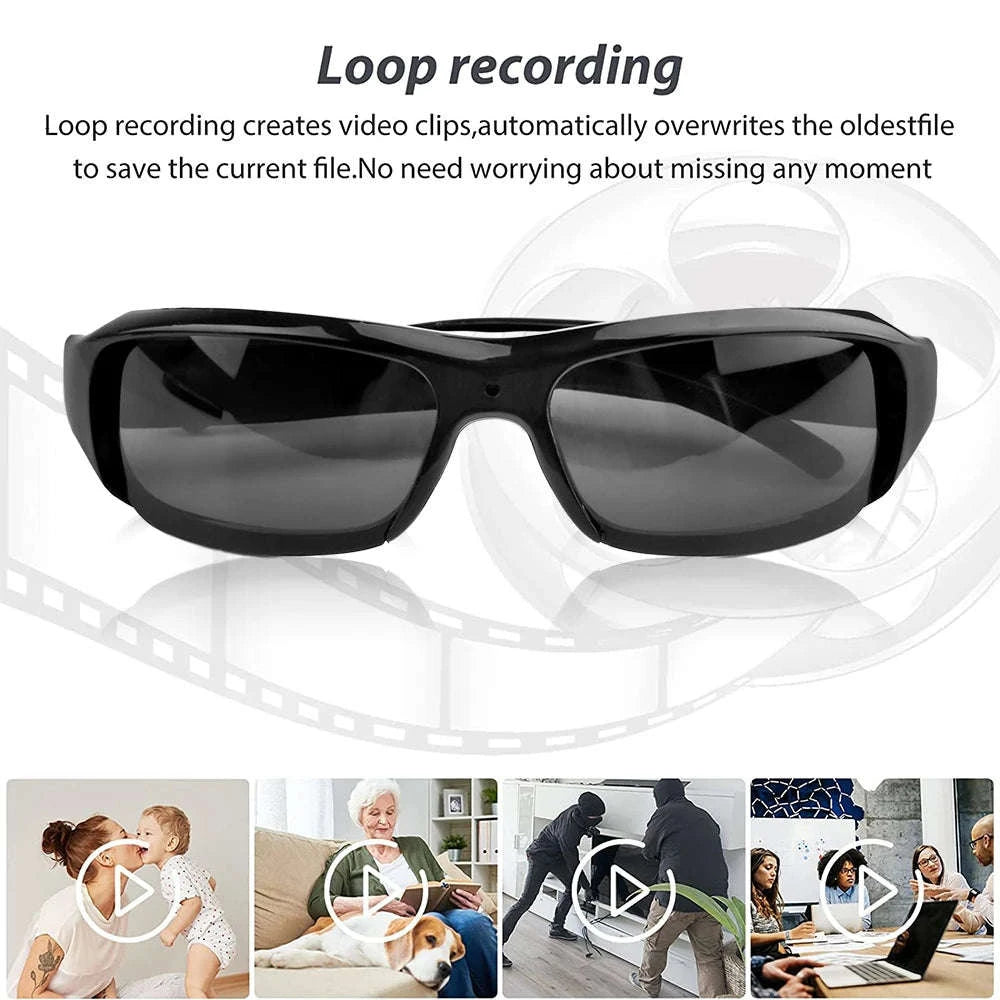 1080P HD Camera Glasses with Audio Recording and 120° Wide Angle-black / China Mainland