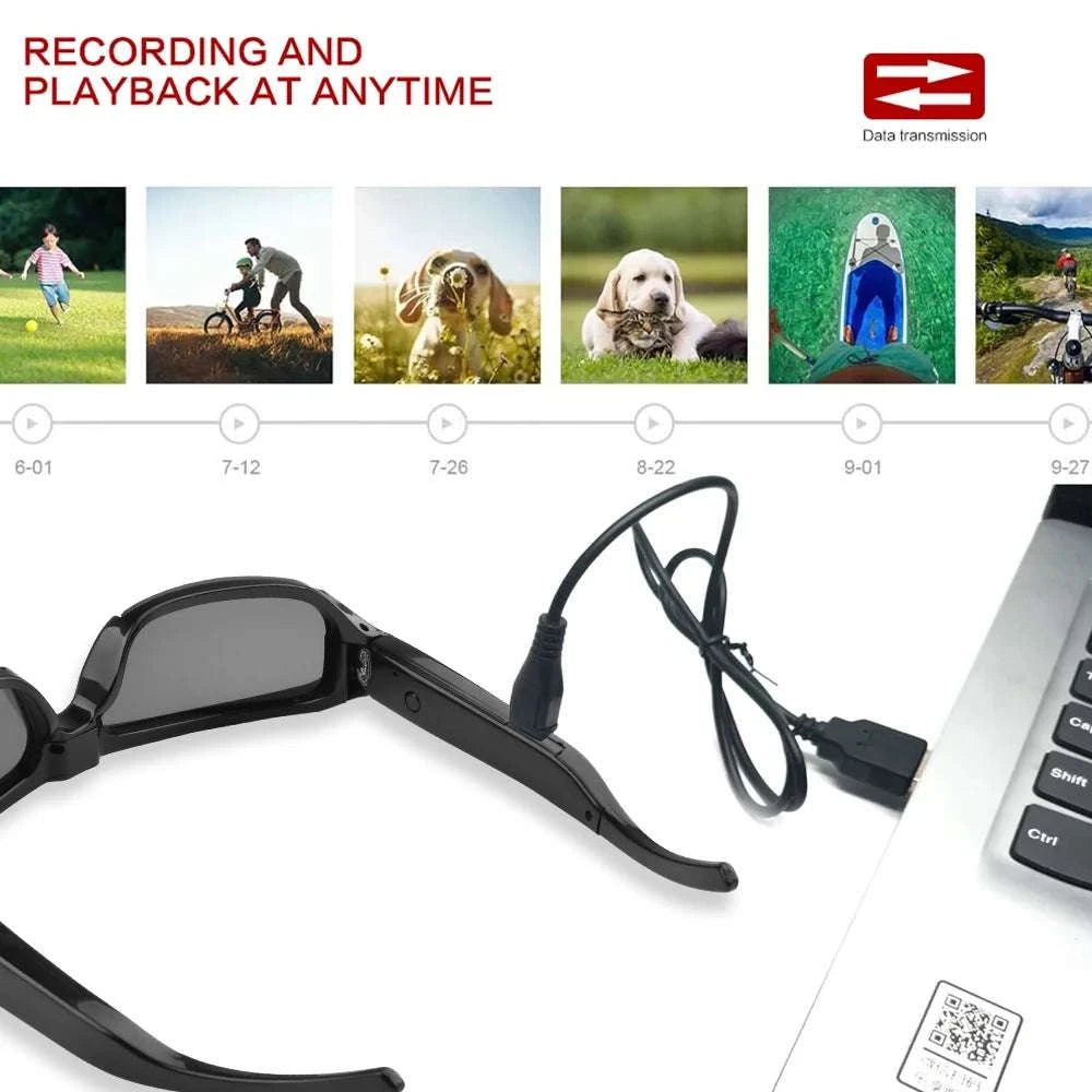 1080P HD Camera Glasses with Audio Recording and 120° Wide Angle-black / China Mainland