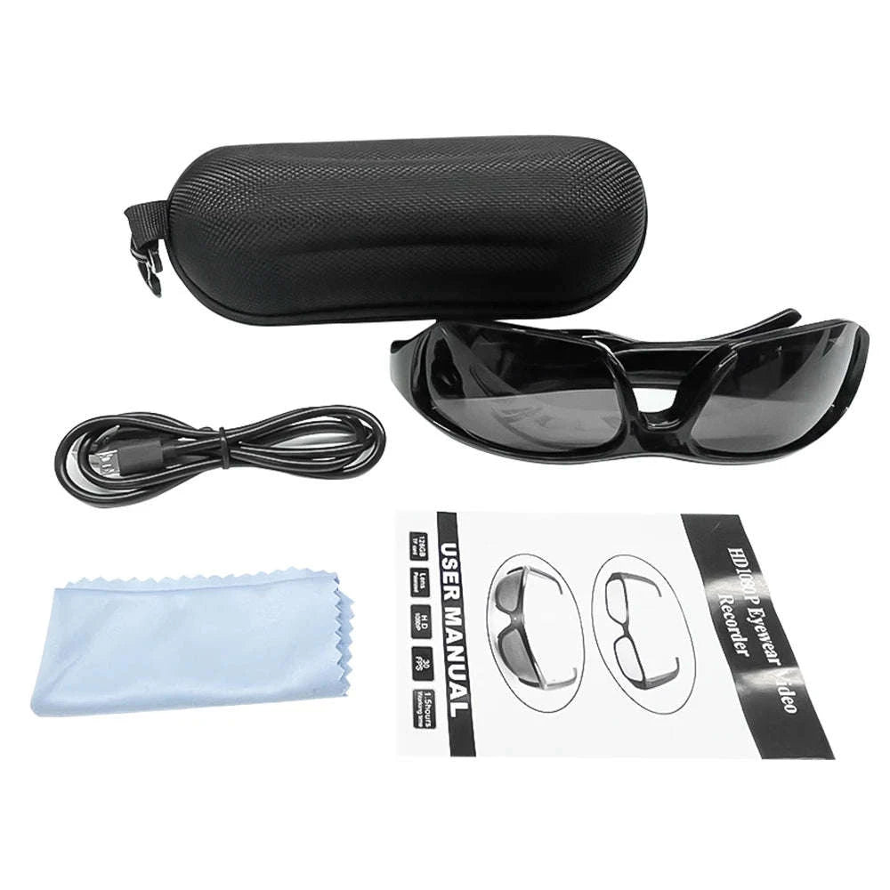 1080P HD Camera Glasses with Audio Recording and 120° Wide Angle-black / China Mainland