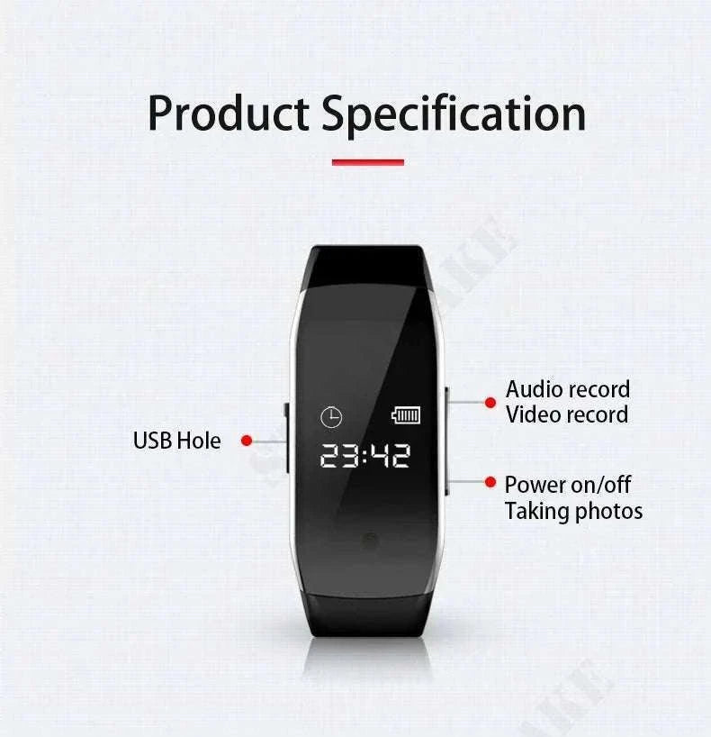 1080P HD Camera Watch with Voice Recorder and One-Click Recording-With otg adapter / 16GB