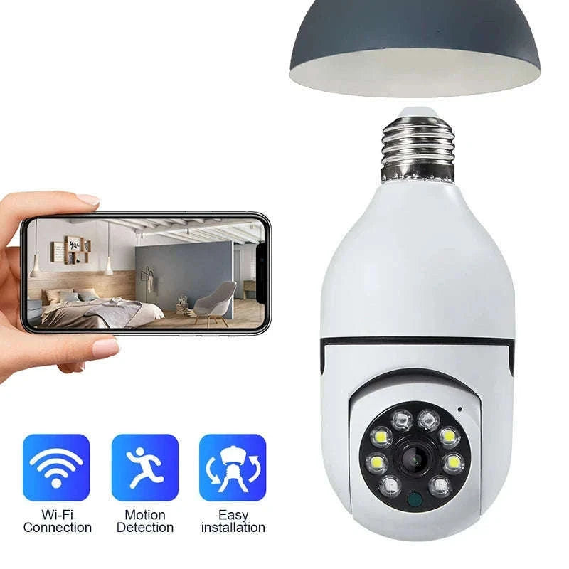 1080P HD E27 Bulb Security Camera WiFi for Home Monitoring-White