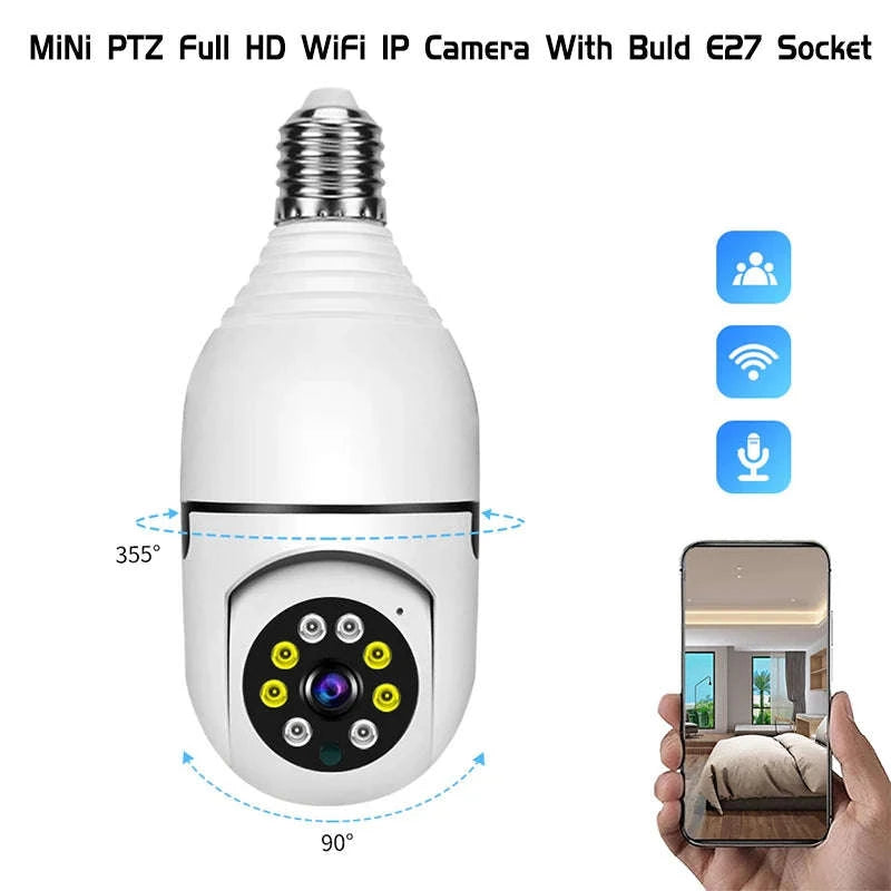 1080P HD E27 Bulb Security Camera WiFi-White