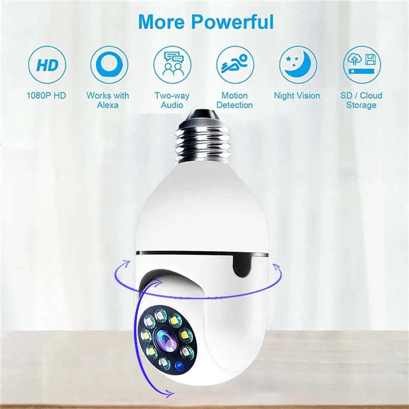 1080P HD E27 Bulb Security Camera WiFi-White