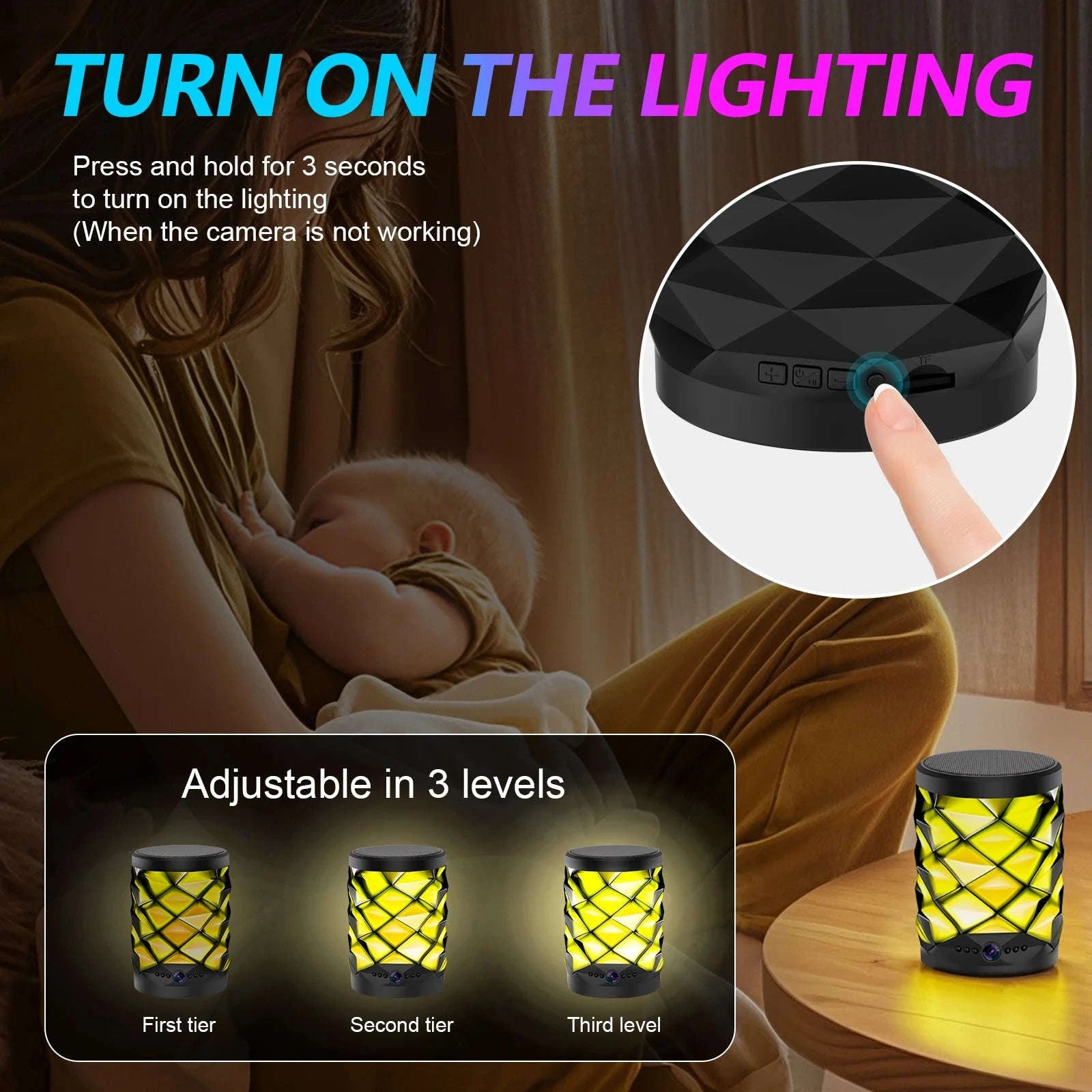 1080P HD Mini Wifi Camera Bluetooth Speaker Home Security Surveillance Two-way Remote Intercom Night Vision Cam Colorful Lights-camera with 32GB