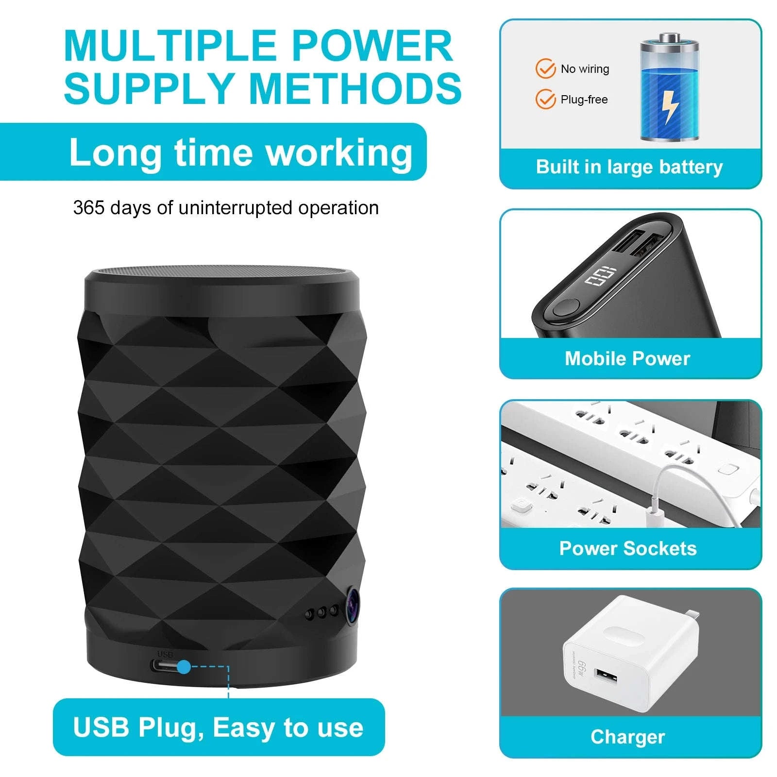 1080P HD Mini Wifi Camera Bluetooth Speaker Home Security Surveillance Two-way Remote Intercom Night Vision Cam Colorful Lights-camera with 32GB