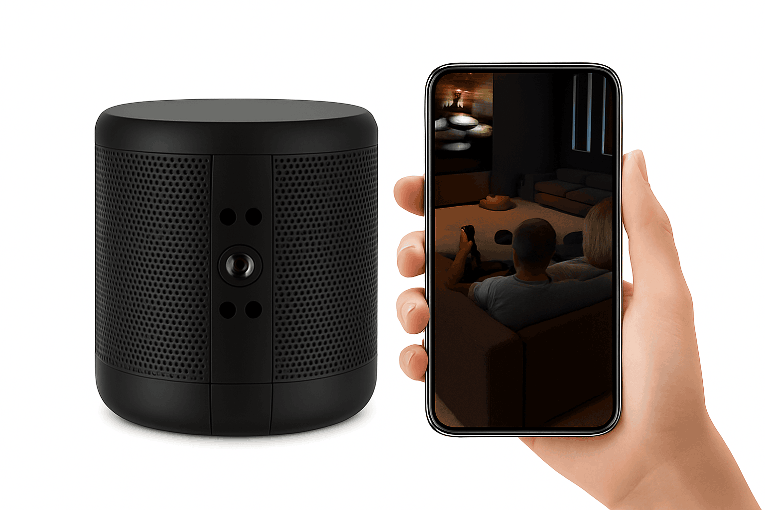 1080P HD Mini WiFi Camera Bluetooth Speaker with Night Vision-Black / only camera