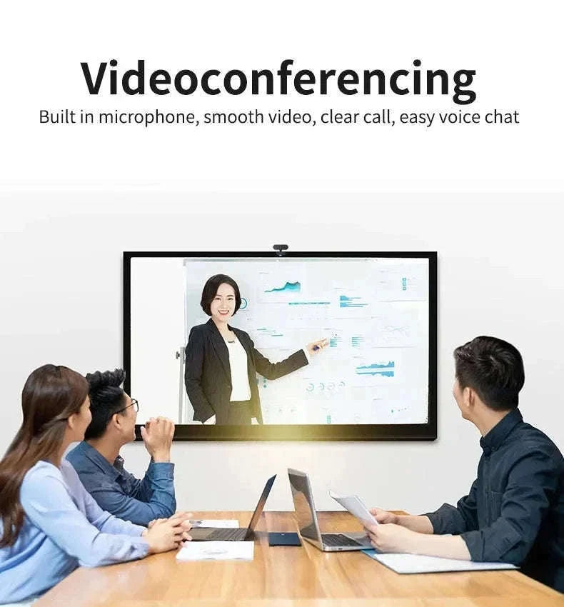 1080P HD USB Webcam with Microphone and Tripod-black