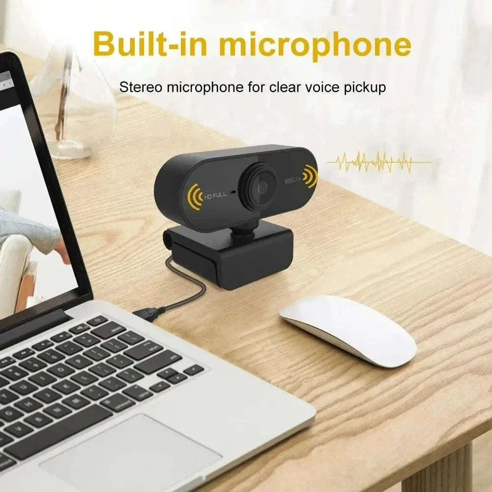 1080P HD USB Webcam with Microphone and Tripod-black