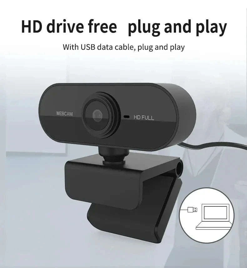 1080P HD USB Webcam with Microphone and Tripod-black