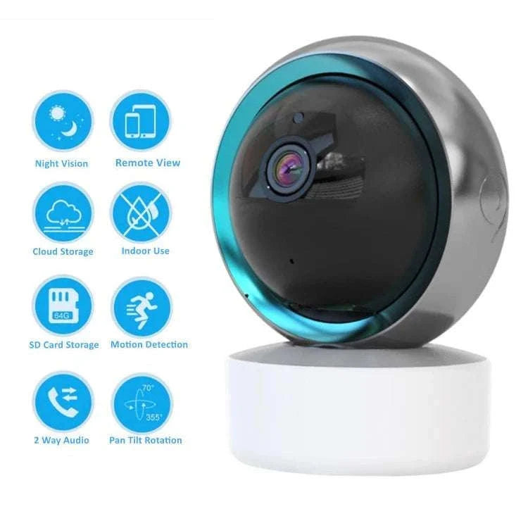 1080P Indoor PTZ Security Camera with 360° View & Two-Way Audio-Default Title