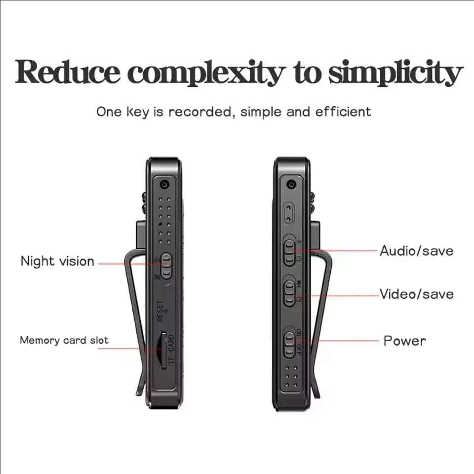 1080P Mini Body Camera with Night Vision Portable Surveillance Recorder-black / Without TF Card