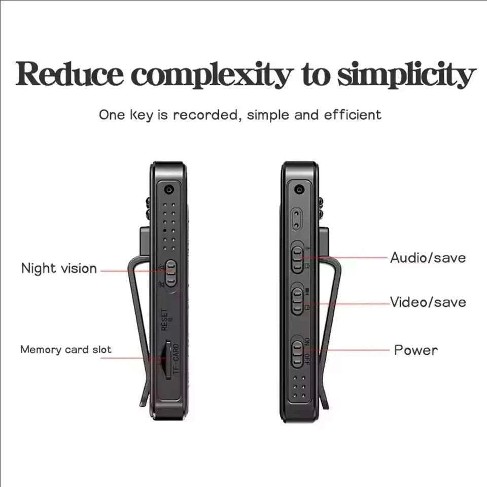 1080P Mini Body Camera with Night Vision Portable Surveillance Recorder-black / Without TF Card