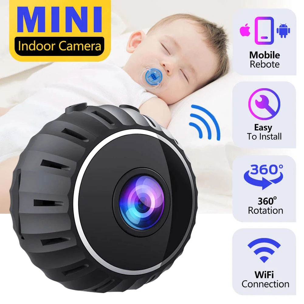 1080P Mini WiFi Camera with HD Night Vision for Home Security-1080P Black