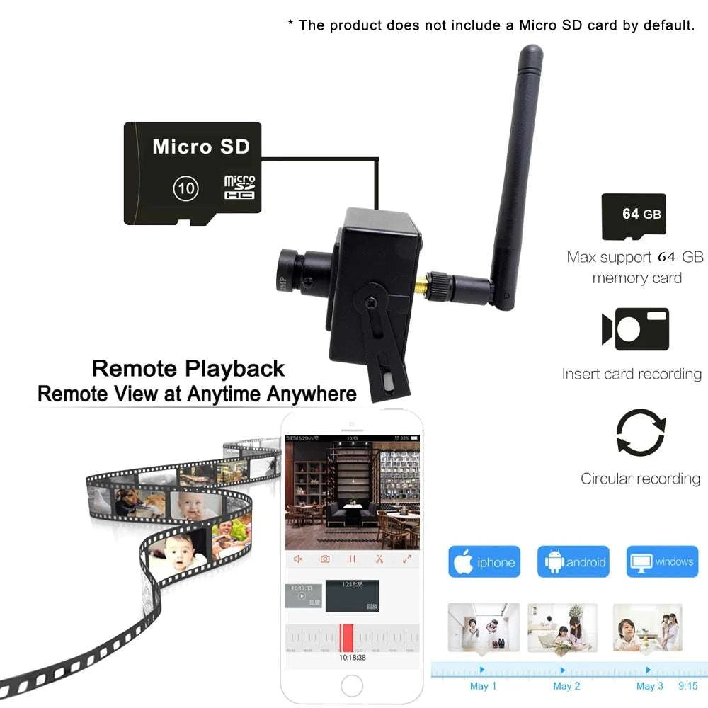 1080P Mini WiFi Security Camera with Audio and Motion Alerts-1080P With Adapter / AU Plug / 3.6mm