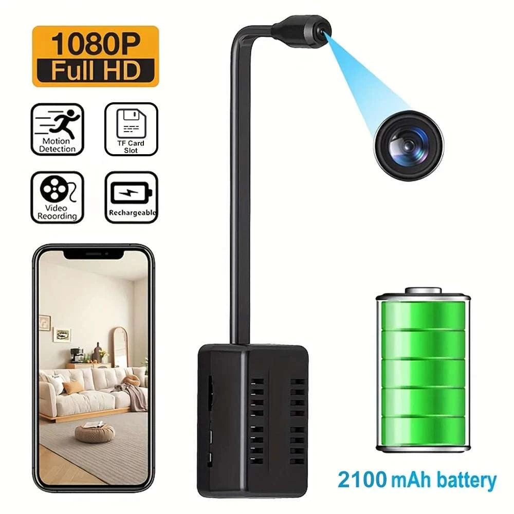 1080P Mini WiFi Security Camera with Motion Alerts & Remote View-Black / No TF Card