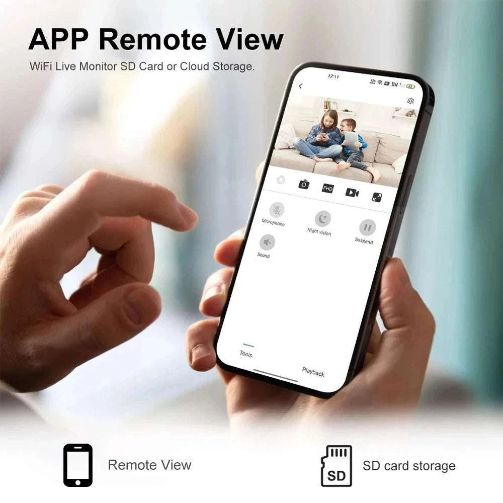 1080P Mini WiFi Security Camera with Motion Alerts & Remote View-Black / No TF Card