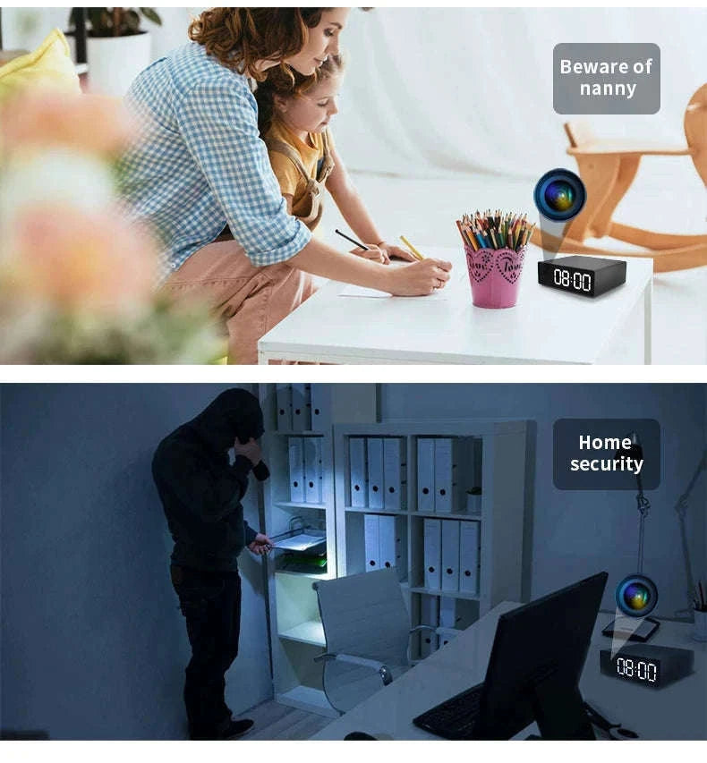 1080P Night Vision Clock Camera for Discreet Home Security-With 32G SD Card