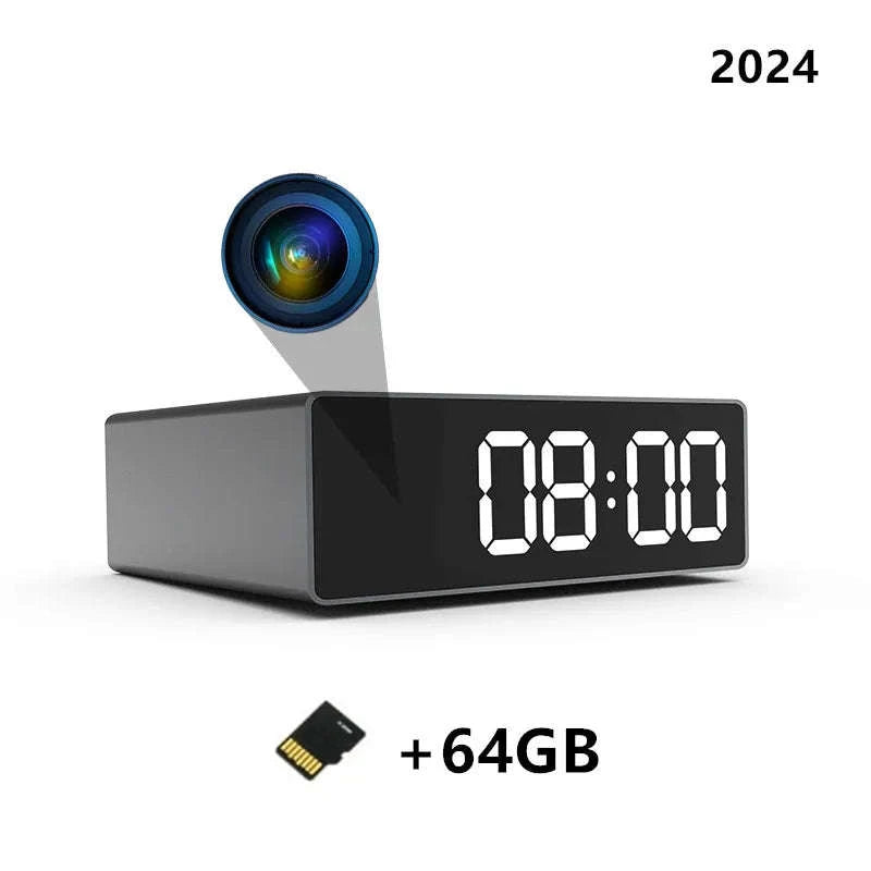 1080P Night Vision Clock Camera for Discreet Home Security-With 32G SD Card