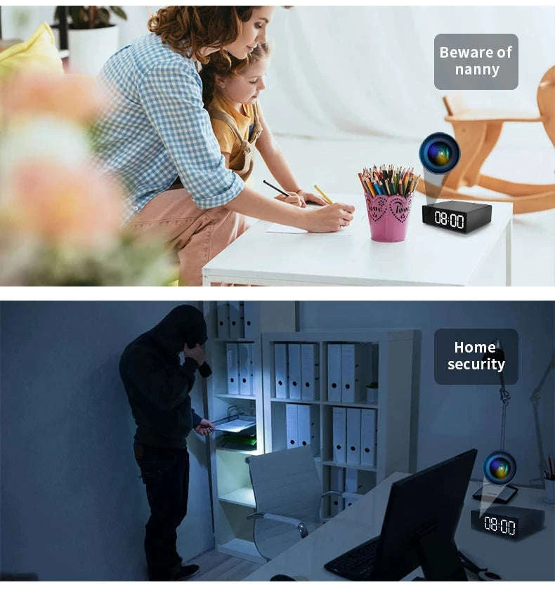 1080P Night Vision Clock Camera for Discreet Home Security-With 32G SD Card