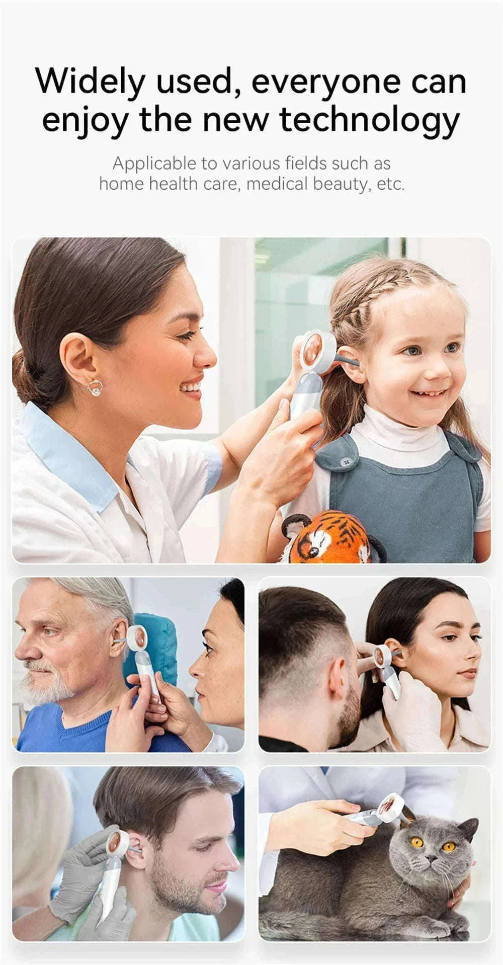 1080P Otoscope Ear Camera with Screen and LED Lights for Clear Inspection-WHITE / United States