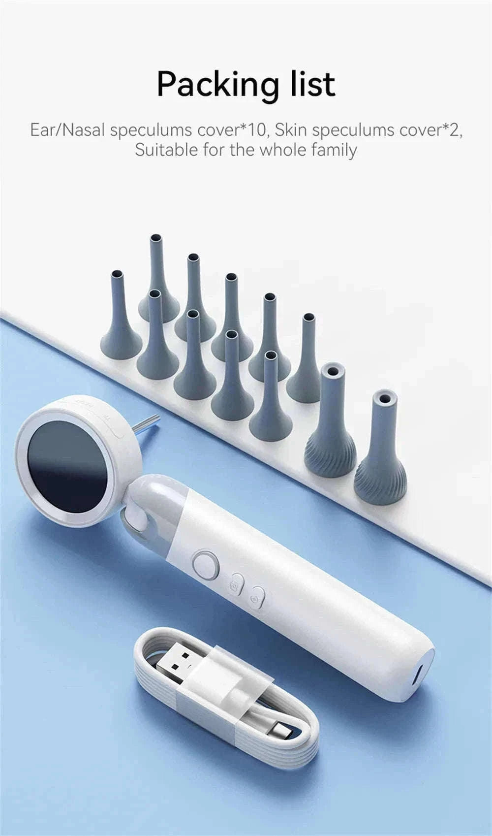1080P Otoscope Ear Camera with Screen and LED Lights for Clear Inspection-WHITE / United States