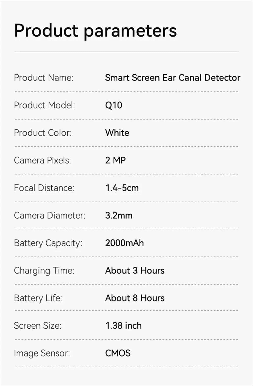 1080P Otoscope Ear Camera with Screen and LED Lights for Clear Inspection-WHITE / United States