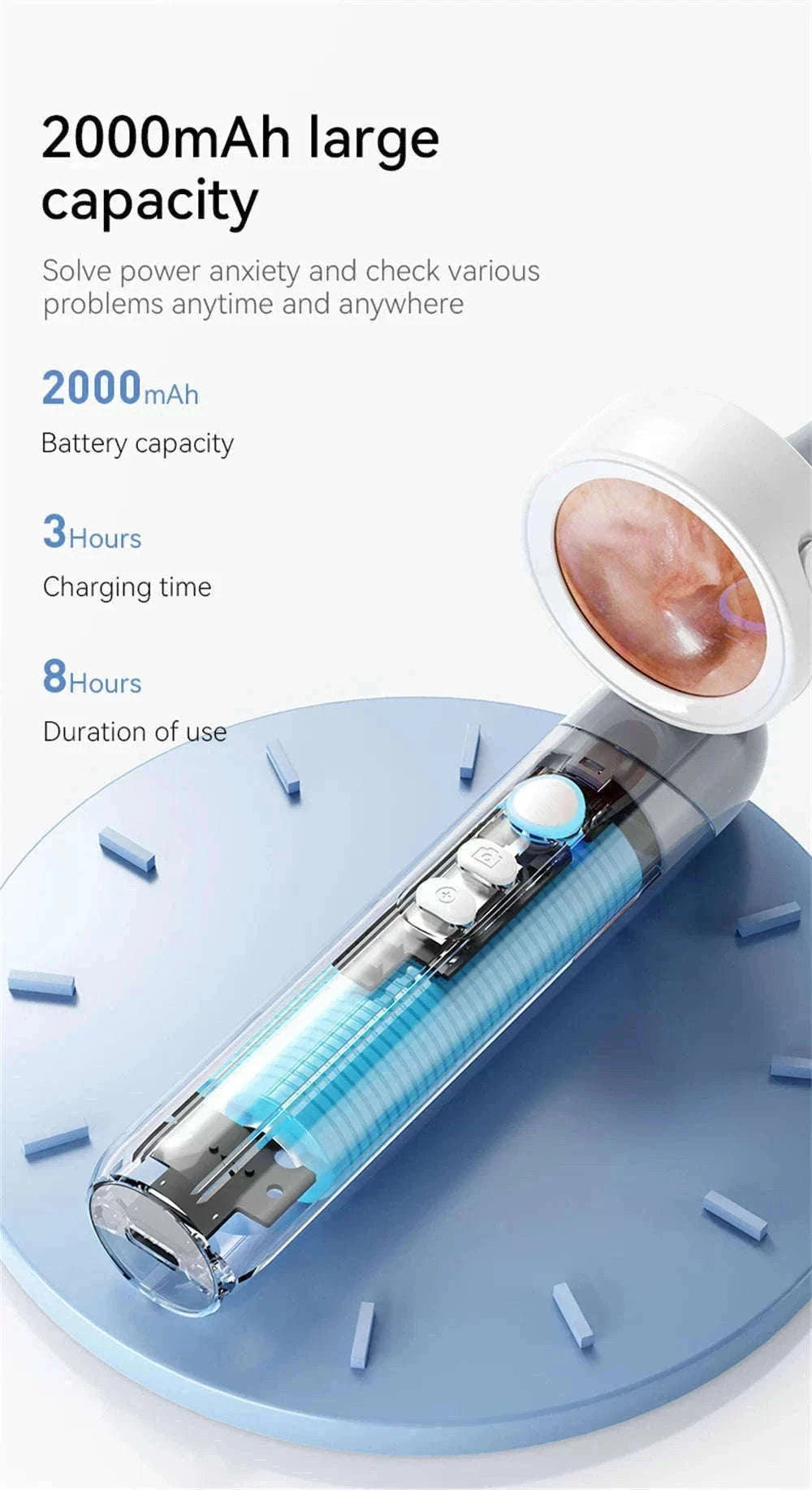 1080P Otoscope Ear Camera with Screen and LED Lights for Clear Inspection-WHITE / United States