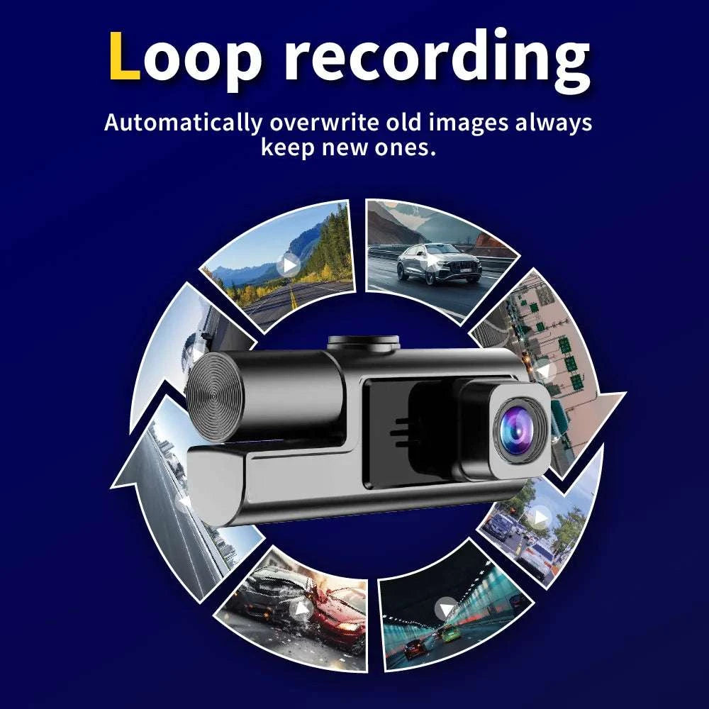 1080P Triple Lens Dash Cam Front Interior Rear with Night Vision-front inside rear / United States