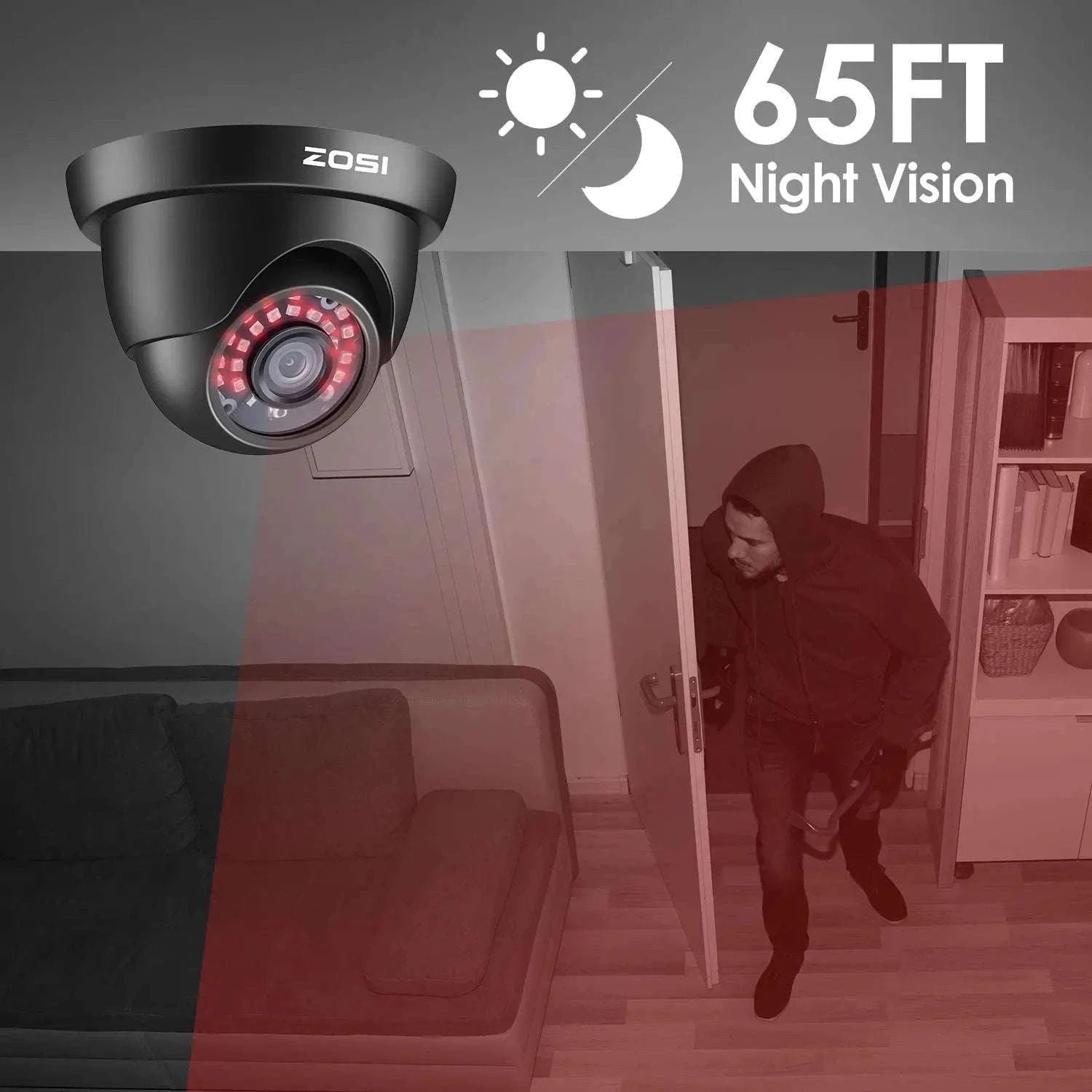1080P TVI Dome Security Camera with Night Vision and IP66-black / Poland