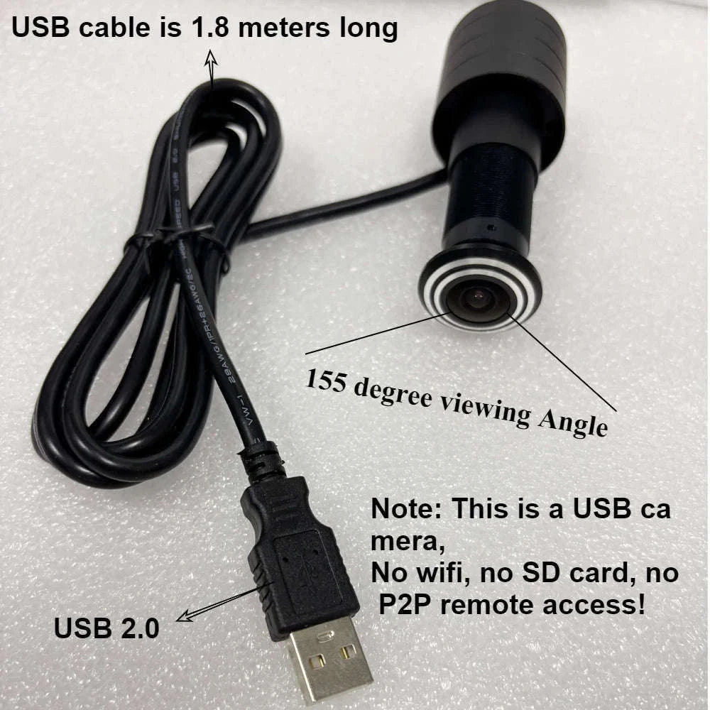 1080P USB Peephole Camera with Wide-Angle Door View-1.78mm lens
