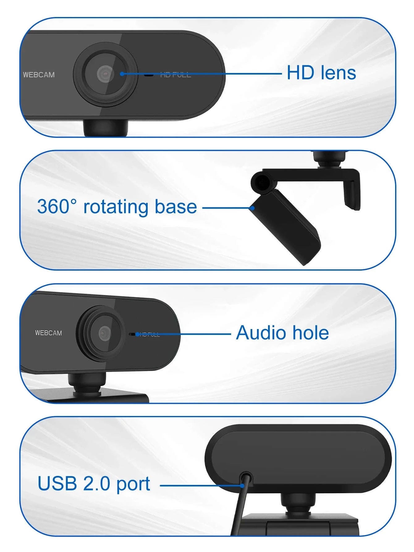 1080P USB Webcam with Autofocus for Calls and Live Streaming-black / United States