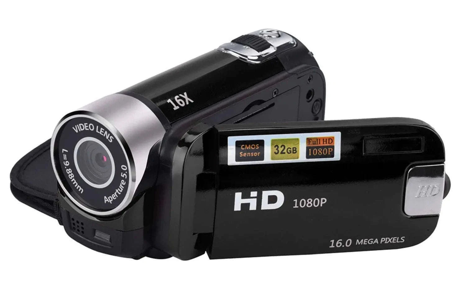 1080P Vlogging Camera with 2.7" Rotatable Screen & 16x Zoom-Black / with 32G Card