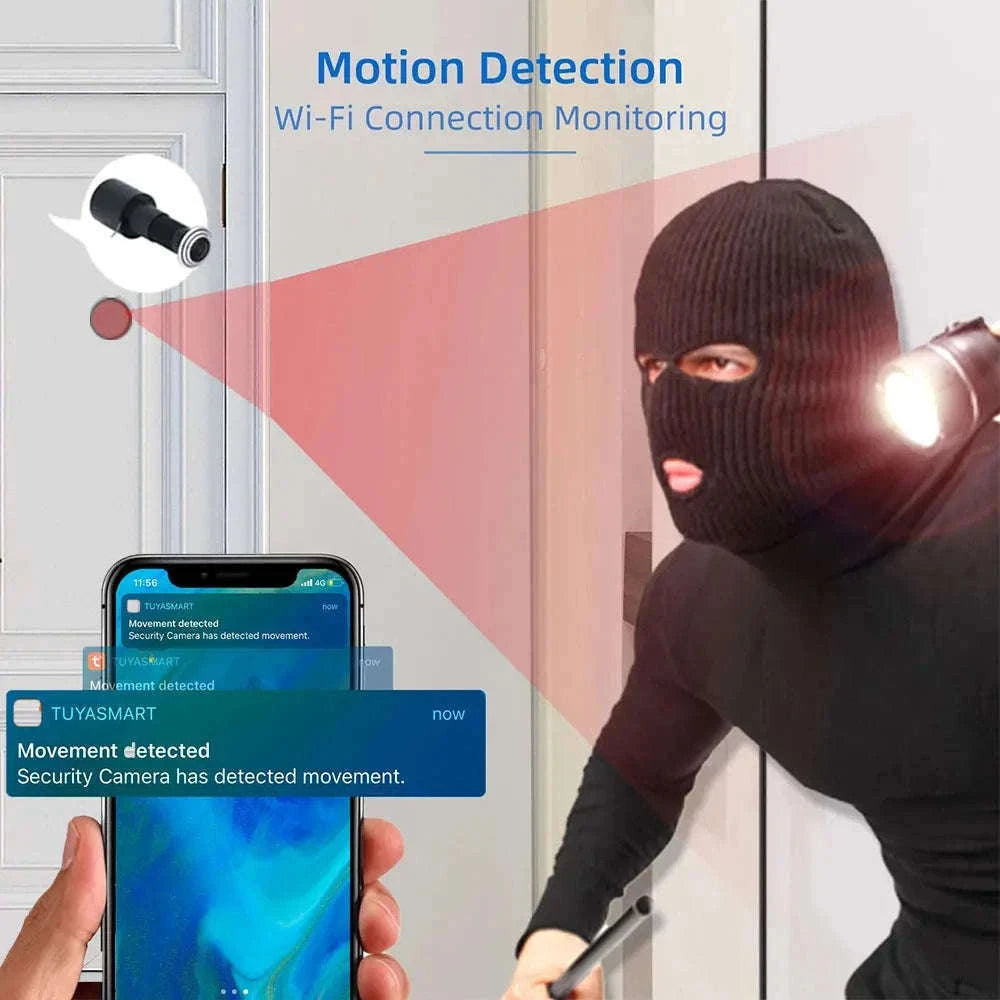 1080p Wi-Fi Peephole Door Camera with Night Vision & Motion Alerts-add 32G TF