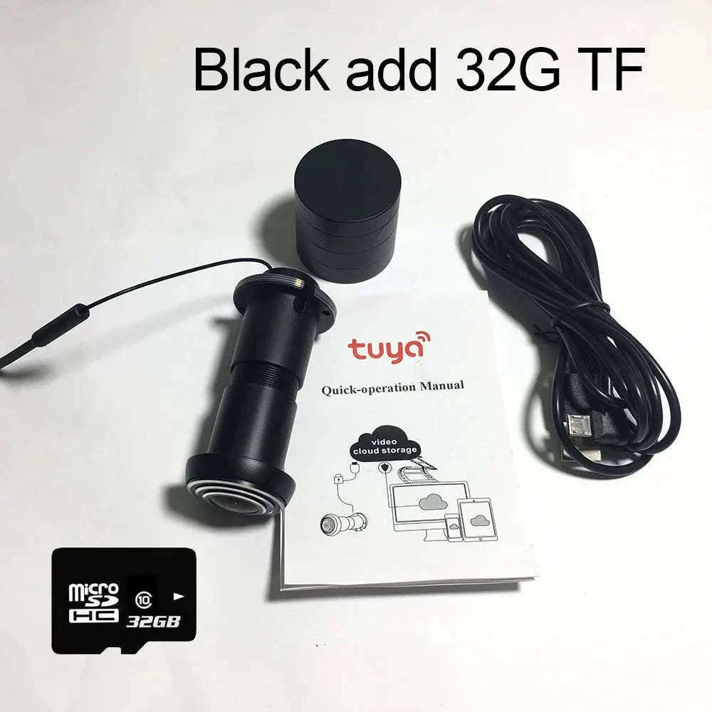 1080p Wi-Fi Peephole Door Camera with Night Vision & Motion Alerts-add 32G TF