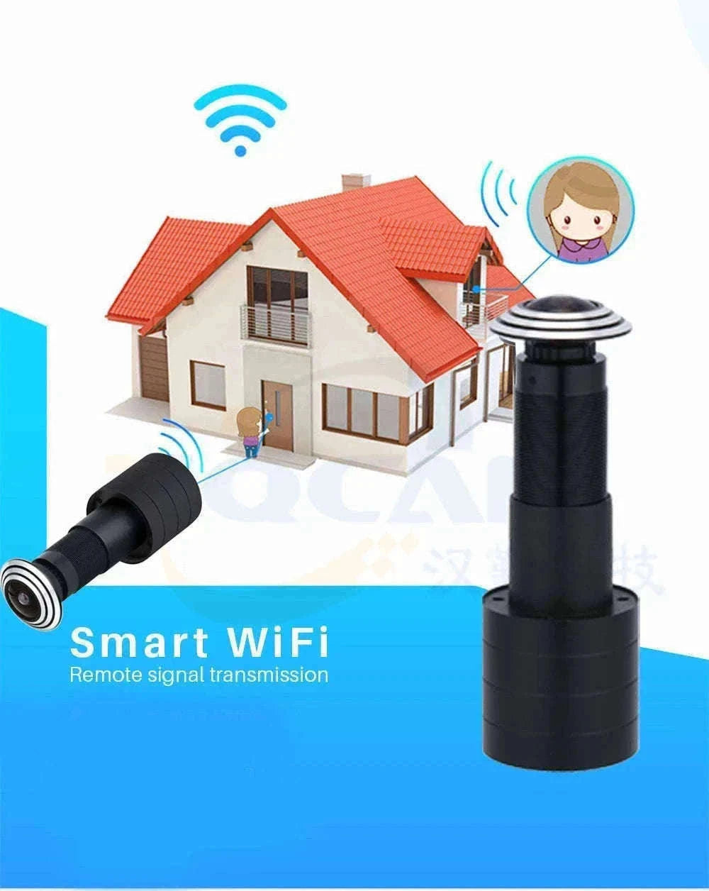 1080P WiFi Door Peephole Camera with 160° Wide Angle-EU Plug