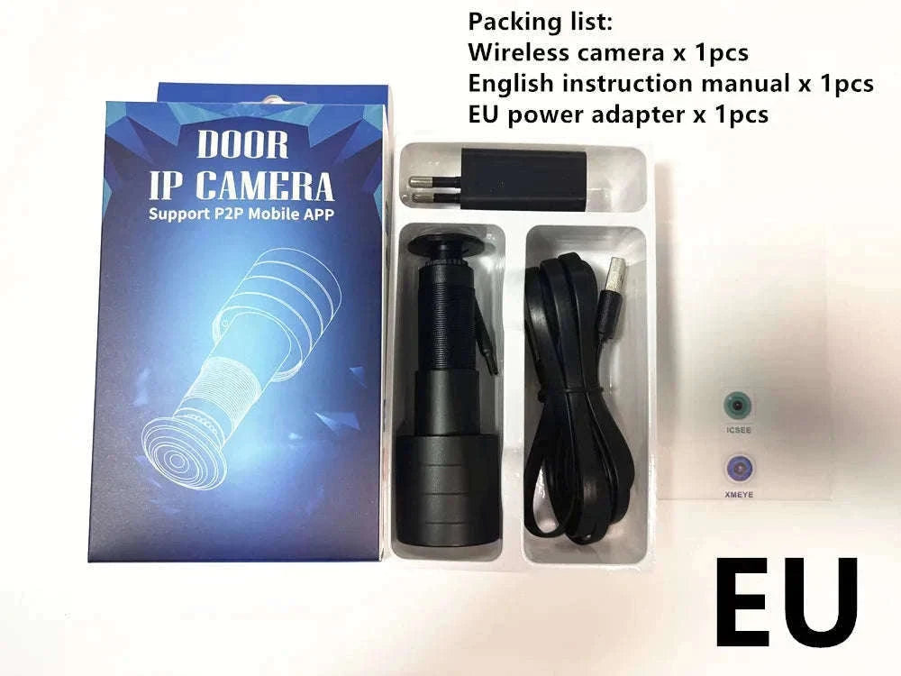 1080P WiFi Peephole Camera Door Viewer with Motion Detection-black US Power