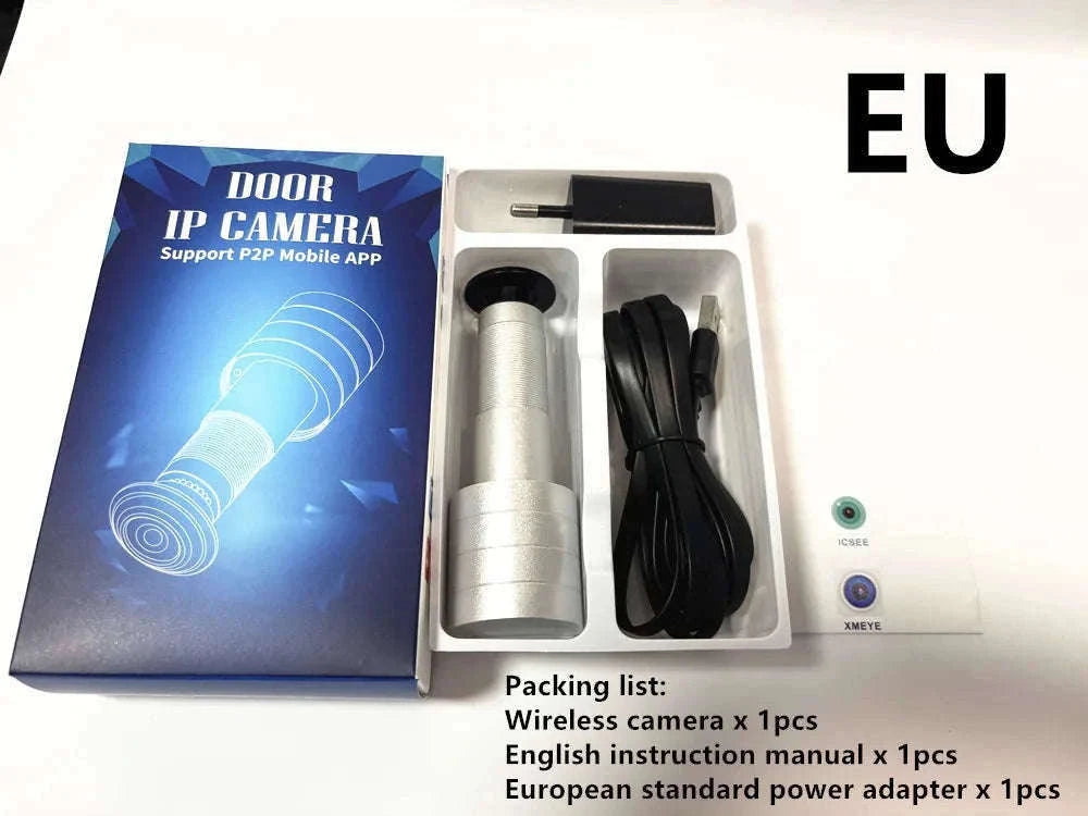 1080P WiFi Peephole Camera Door Viewer with Motion Detection-black US Power