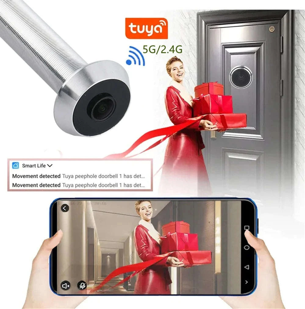 1080P WiFi Peephole Door Camera with Motion Detection-silver / EU Plug