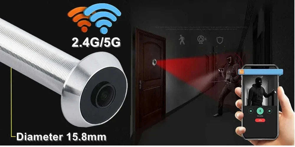 1080P WiFi Peephole Door Camera with Motion Detection-silver / EU Plug