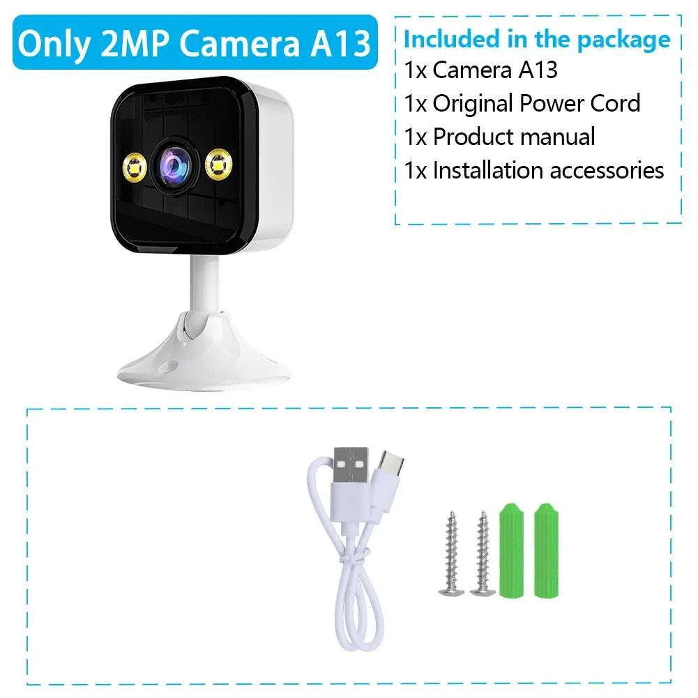 1080P WiFi Security Camera Indoor Outdoor IP66 Night Vision-A13-32GB SD Card / UK Plug